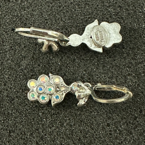 Kirks Folly AB Crystals Flower Lever Back Earrings - Silver Tone. Vintage. - Picture 4 of 6